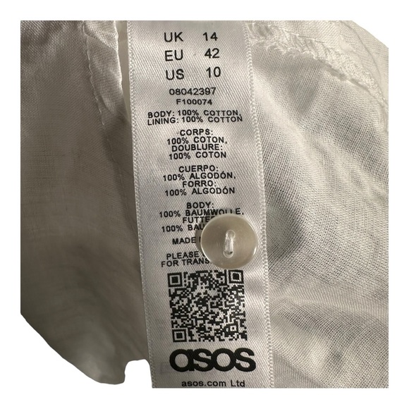 ASOS DESIGN Tiered Trapeze Mini Dress in Broderie White US Size 10 - Picture 12 of 13